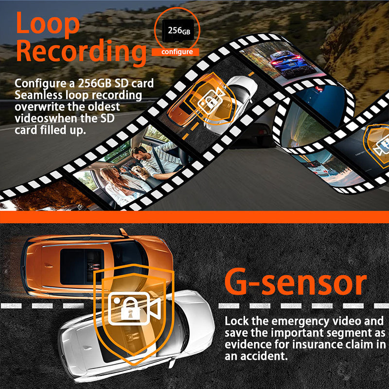 4-Channel HD Dashcam with Front Interior Rear Recording