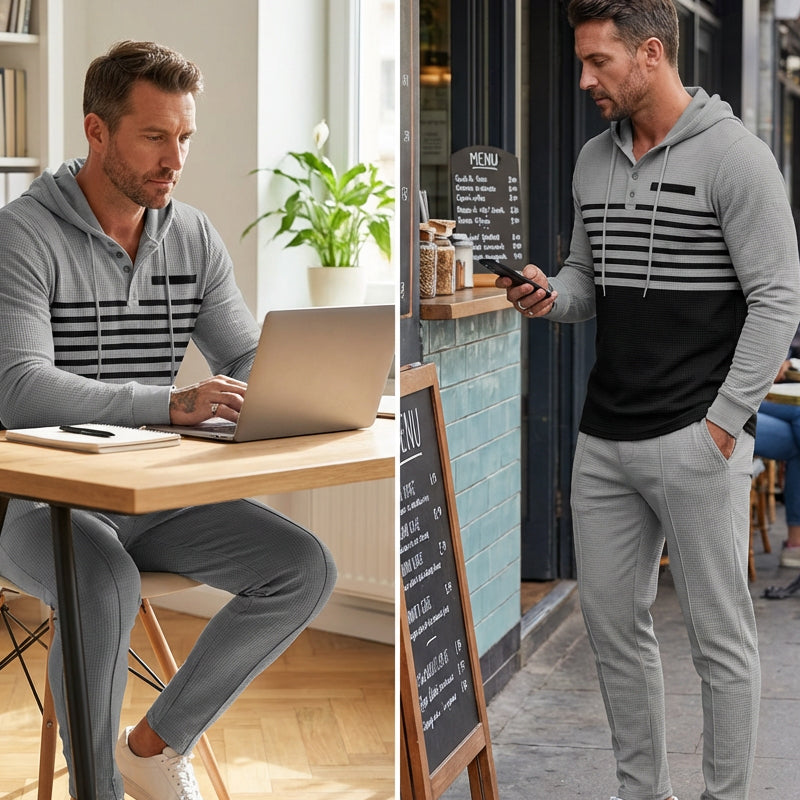 Herren-Trainingsanzug mit Kapuze und Farbblock-Design