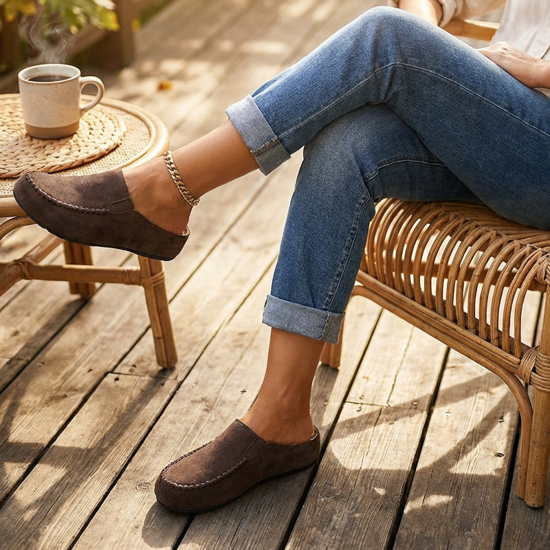 🎉 Neujahrsgeschenk – 50% RABATT!👡 Damen-Breite Mules-Hausschuhe: Slip-On + Stützende Sohle – retro & bequem für Frühling/Herbst