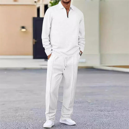 🔥Herren Waffelstrick-Set: Sweatshirt & Hose mit geradem Bein