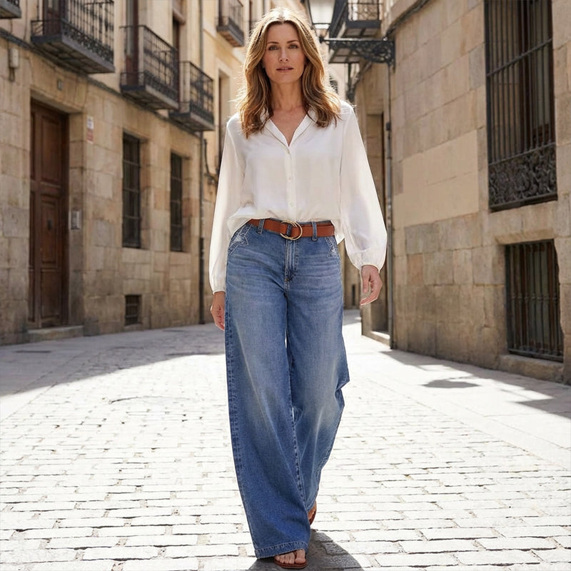 ⏳Begrenzte Zeit 50% Rabatt💥Damen-Vintage-Hochbund-Weitbeinjeans