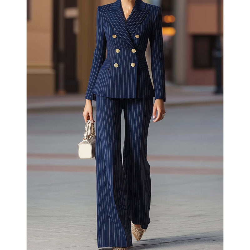 👔 49% RABATT! 👩‍💼 Damen-Doppelreihiges Pinstripe-Sakko – Taillierte Passform, Elegantes Business-Outfit & Premium-Stoff für Vertrauen ✨