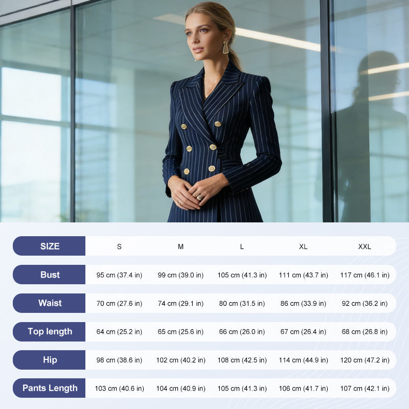 👔 49% RABATT! 👩‍💼 Damen-Doppelreihiges Pinstripe-Sakko – Taillierte Passform, Elegantes Business-Outfit & Premium-Stoff für Vertrauen ✨