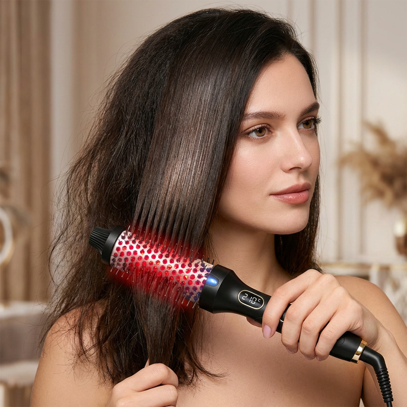💇‍♀️ 50% RABATT! ✨ 32 mm Ionen-Heizbürste für Locken & Volumen – Glättet & stylt, Schützt das Haar & Schnelle Aufheizzeit 🎀