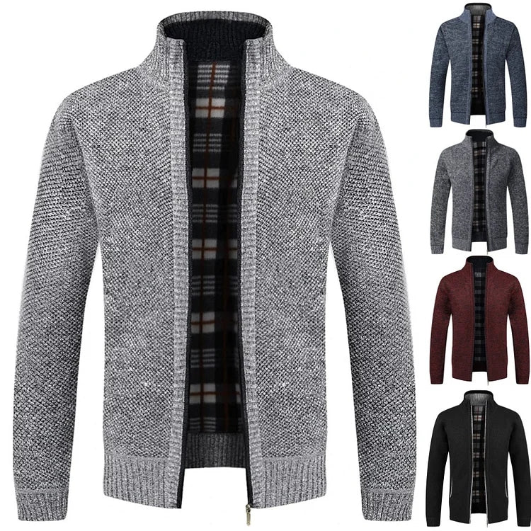 Herren-Strickjacke mit Reißverschluss und einfacher Tasche