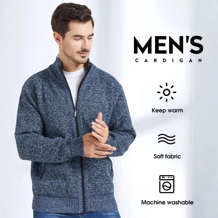 Herren-Strickjacke mit Reißverschluss und einfacher Tasche