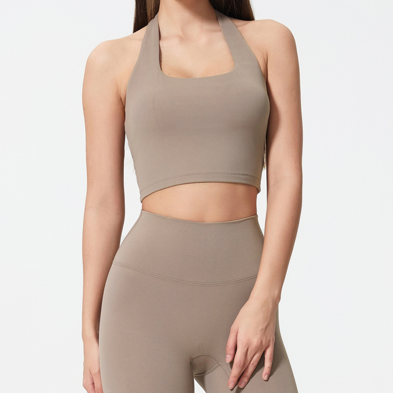 Damen-Sport-Tanktop mit herausnehmbaren Brustpolstern, lässiger Tragekomfort und strapazierfähiges Neckholder-Sporttop für Yoga, Fitnessstudio und Training, Damen-Sportbekleidung für alle Jahreszeiten