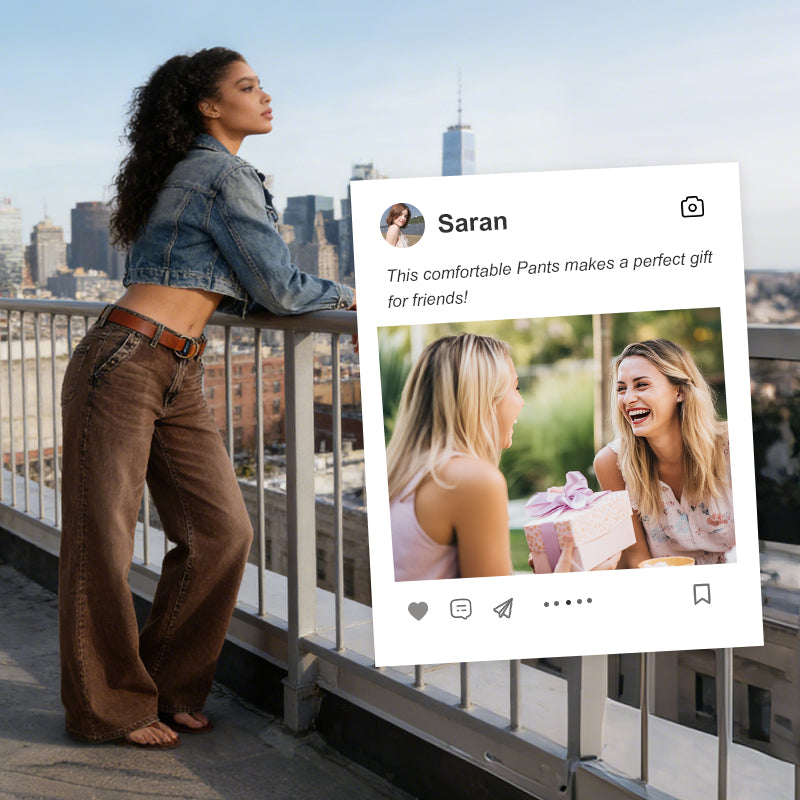 🔥Solange der Vorrat reicht 50 % Rabatt!🎉Hoch taillierte Jeans mit weitem Bein und Knopfdetail