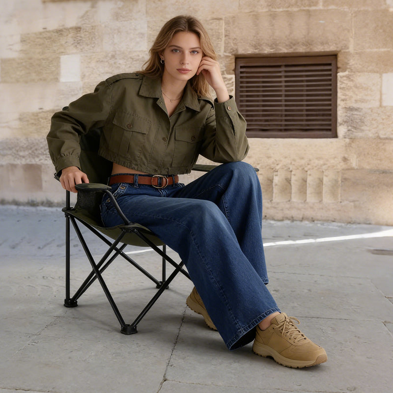 🔥Solange der Vorrat reicht 50 % Rabatt!🎉Hoch taillierte Jeans mit weitem Bein und Knopfdetail