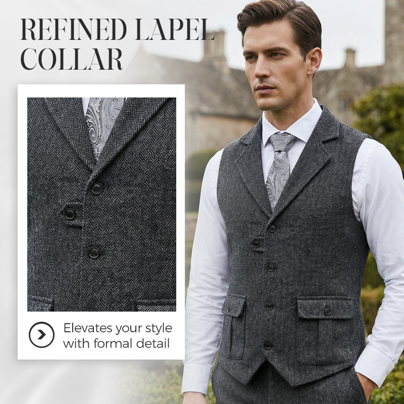 🎯🎯 Das neue Modell 2026 ist da!！🎽Herren-Weste aus klassischem Tweed mit Fischgrätenmuster