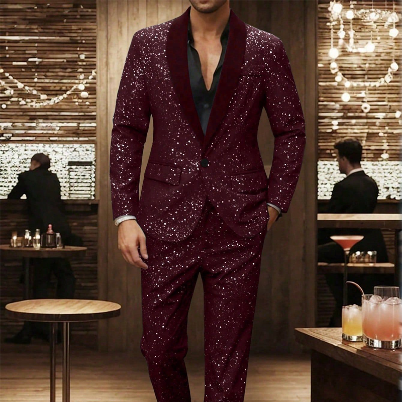 🔈🔈NEU EINGETROFFEN 2026 – 60 % RABATT!!! 🧥👖 Schwarzer Herren-Smoking mit Glitzer