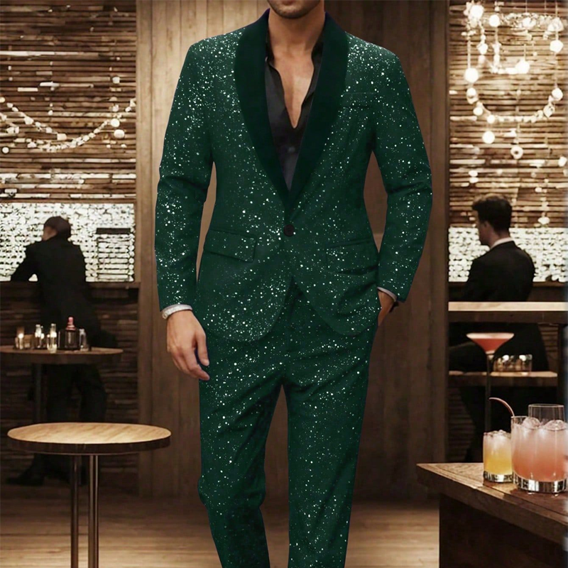 🔈🔈NEU EINGETROFFEN 2026 – 60 % RABATT!!! 🧥👖 Schwarzer Herren-Smoking mit Glitzer