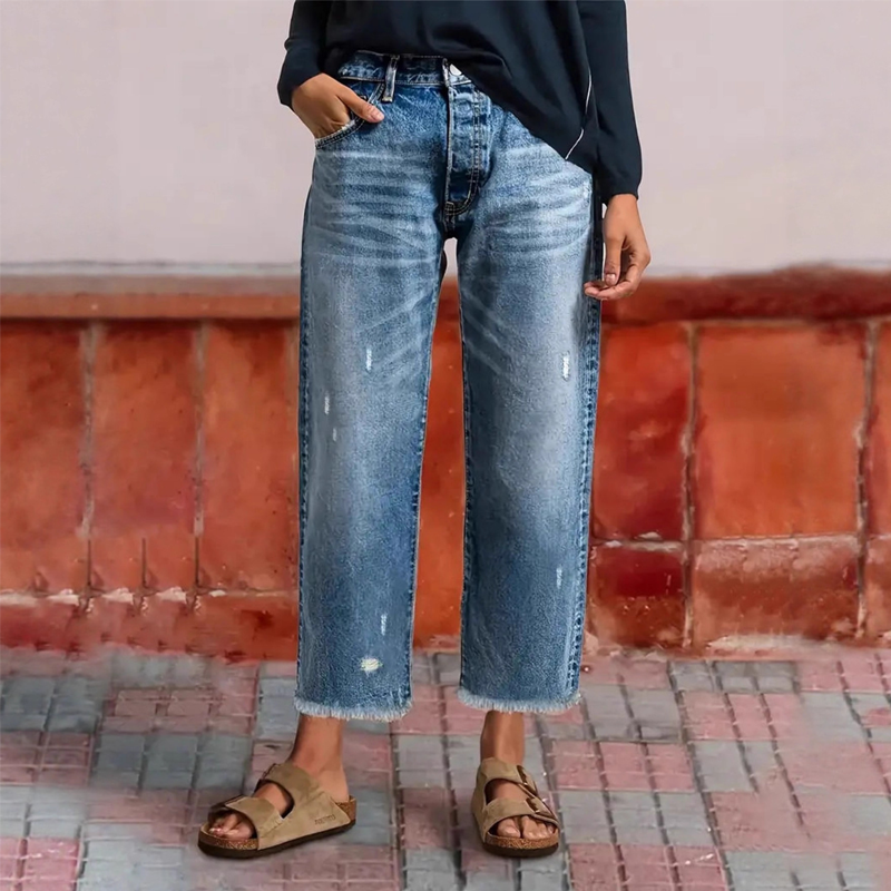 ✨🔥Damen-Retro-Cropped-Straight-Leg-Jeans👖