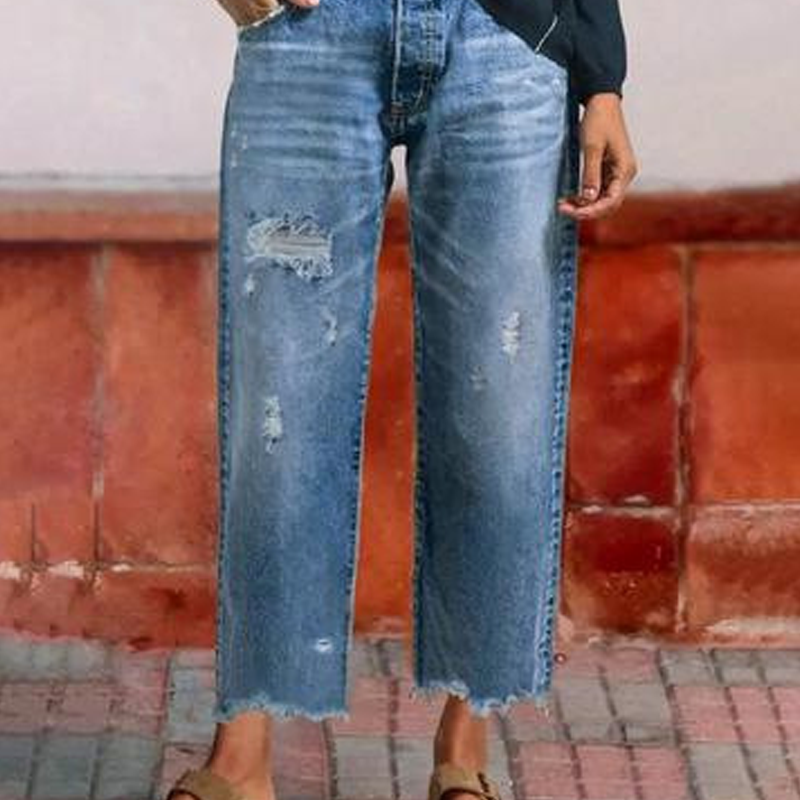 ✨🔥Damen-Retro-Cropped-Straight-Leg-Jeans👖