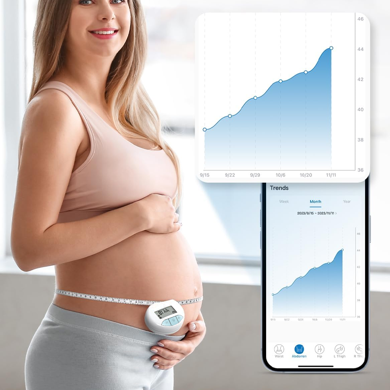 Maßband Körper Smart Körpermassband, Bluetooth Massband Körper zum Messen der Körperumfänge von Bizeps, Brust, Hüfte, Waden, Oberschenkel und Hals, Maßband Nähen in CM Oder Zoll