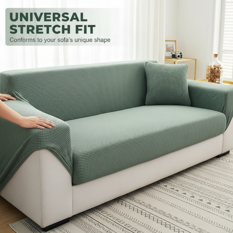 🛋️ Stretch-Sofa-Bezug mit Jacquard-Muster – Rundum-Passform für Couch & Sessel – Elastischer Möbel-Schoner in Übergröße – Waschbarer Polsterbezug