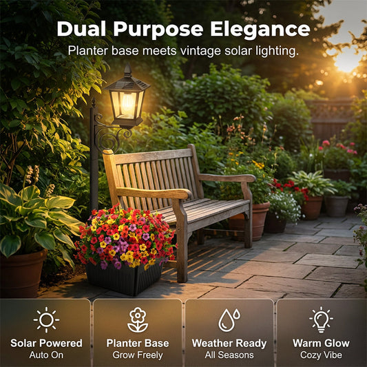 🌿🌞 2-in-1 Solarleuchte mit Blumentopf – Warmweißes Licht, Wetterfest für Garten, Terrasse & Eingangsbereich
