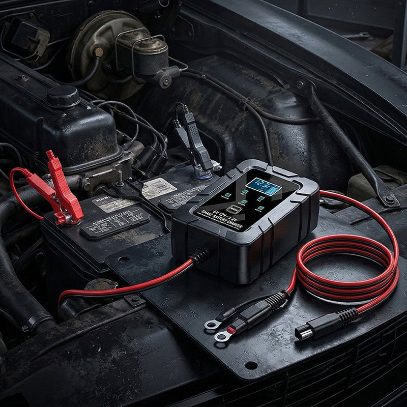 Automatisches Kfz-Ladegerät - 7-Stufen-Laden & Pulsreparatur | LCD-Display, Vollschutz