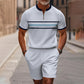 🔥60% RABATT🔥 Herren-Set: Hemd und Shorts mit Viertelreißverschluss