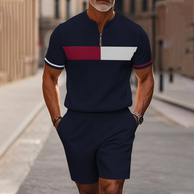 🔥60% RABATT🔥 Herren-Set: Hemd und Shorts mit Viertelreißverschluss