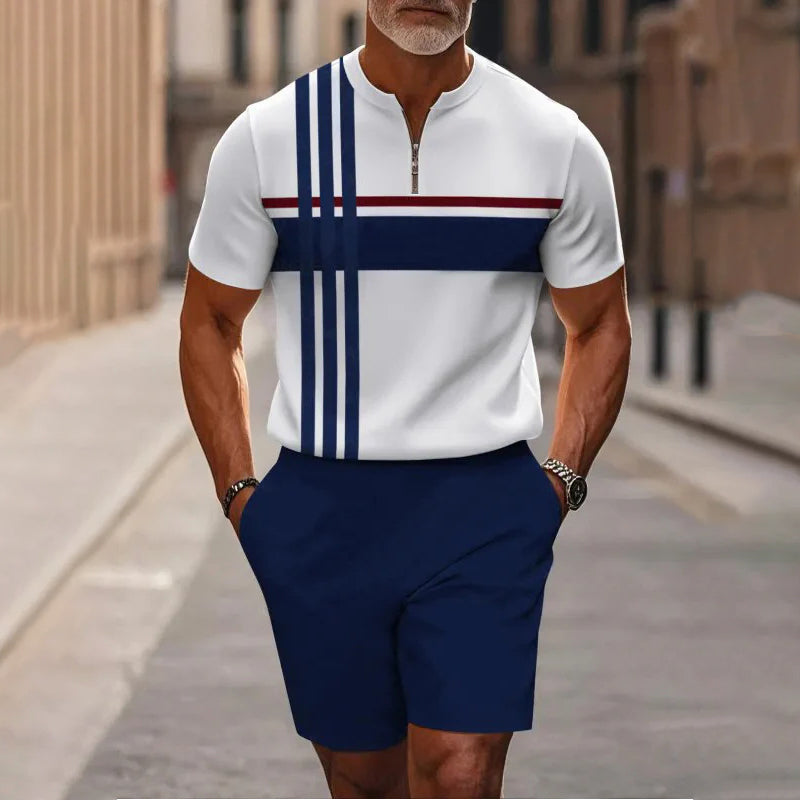 🔥60% RABATT🔥 Herren-Set: Hemd und Shorts mit Viertelreißverschluss