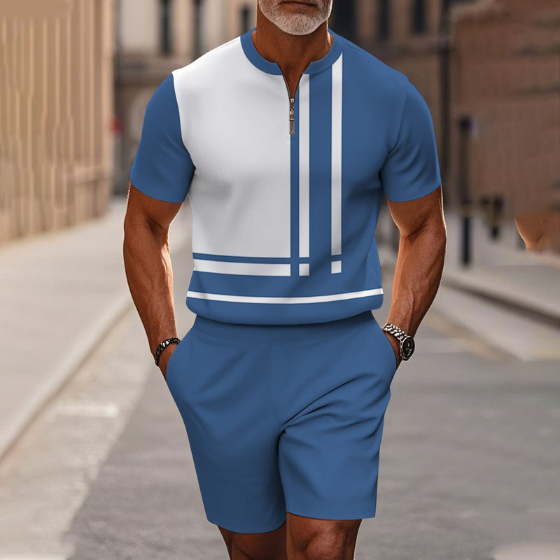 🔥60% RABATT🔥 Herren-Set: Hemd und Shorts mit Viertelreißverschluss