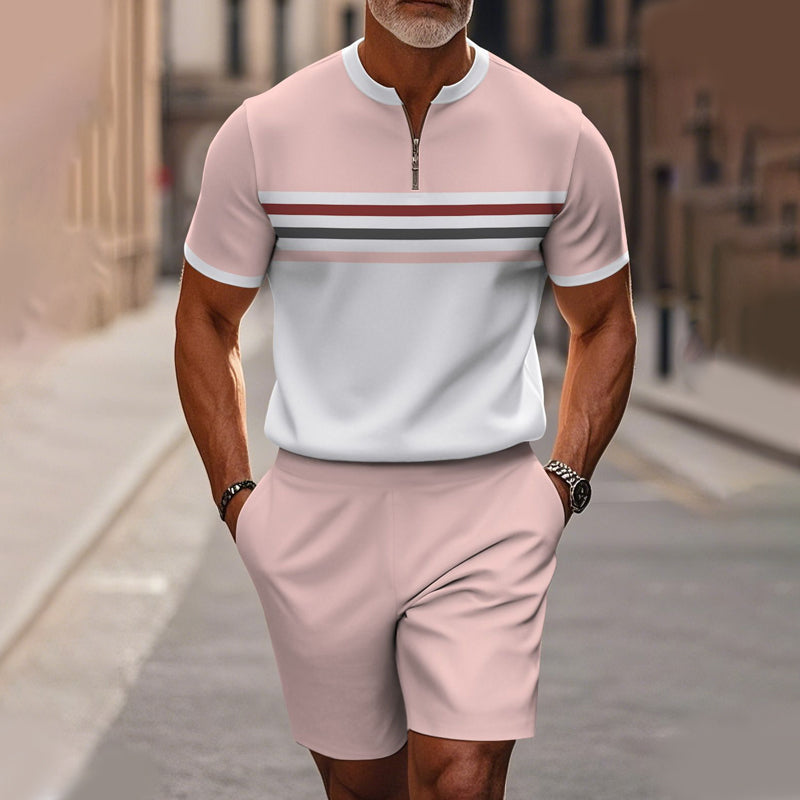 🔥60% RABATT🔥 Herren-Set: Hemd und Shorts mit Viertelreißverschluss