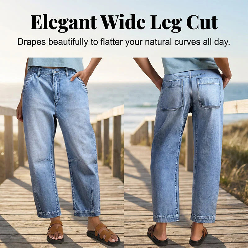 Damen-Jeans mit hoher Taille und verkürztem Schnitt