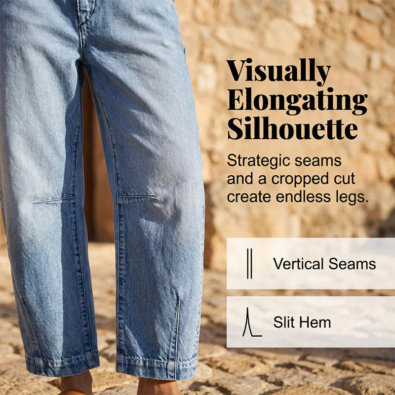 Damen-Jeans mit hoher Taille und verkürztem Schnitt
