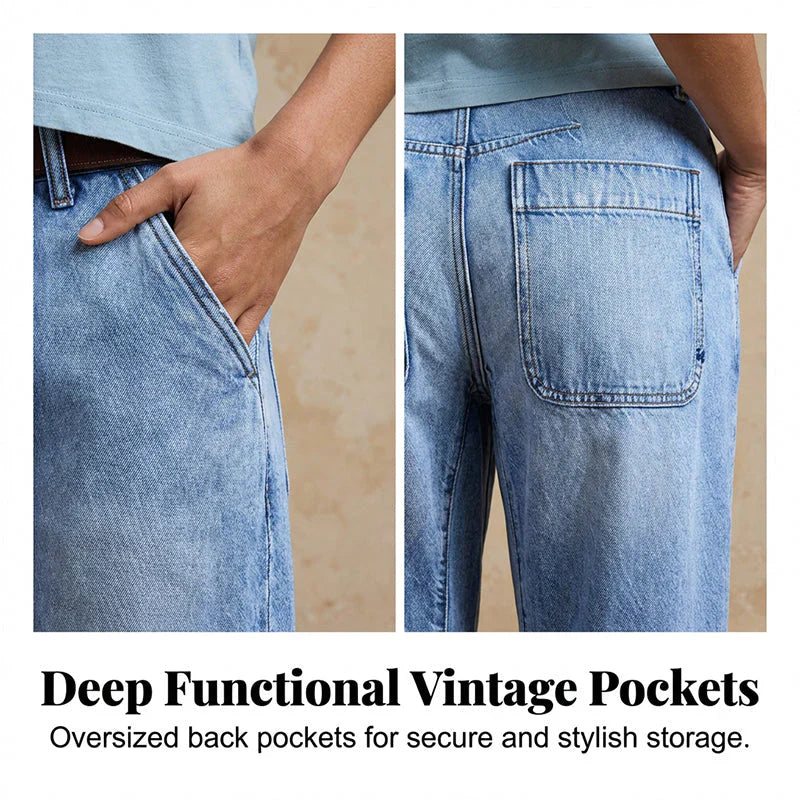 Damen-Jeans mit hoher Taille und verkürztem Schnitt