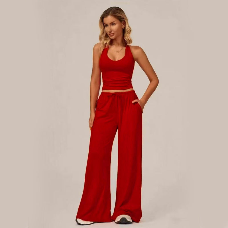 💖Set aus einem kurzen Neckholder-Top und einer Hose mit weitem Bein für Damen