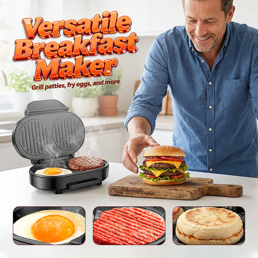 🥞 Multifunktionale Grillplatte & Frühstücksmaschine 🥩 Perfekt für Frühstück & Grillen