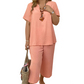 🔥 Wiederverkaufsschlager! Damen lockeres V-Ausschnitt-Set – atmungsaktiver Stoff + knitterarm & pflegeleicht | Passt jeder Figur 🌸