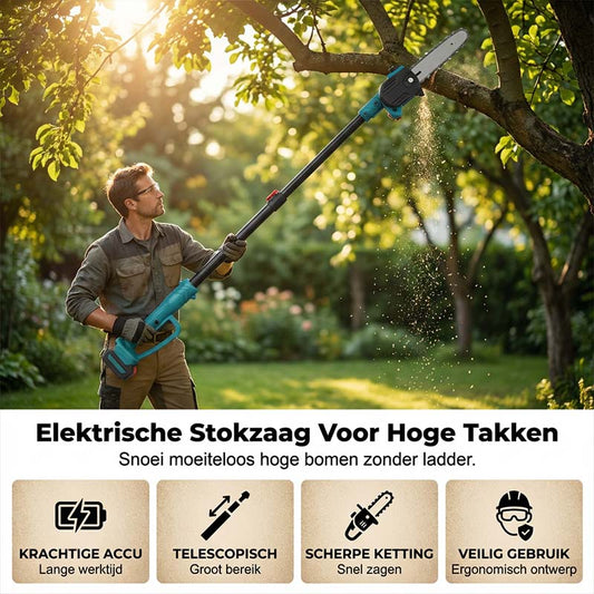 🌞 Frühjahrsangebote: 50% Rabatt! 🔥 2-in-1 Akku-Stangenkreissäge & Handsäge | Sicheres Beschneiden ohne Leiter | 21V Akku