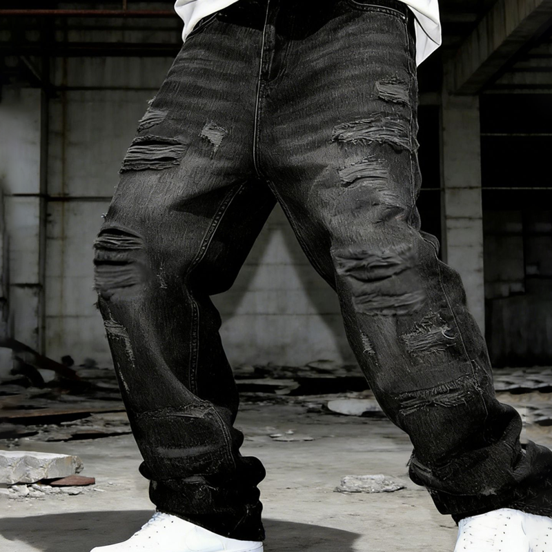 🔥Solange der Vorrat reicht 50 % Rabatt!🎉Lässige Jeans mit geradem Bein und Aufnähern