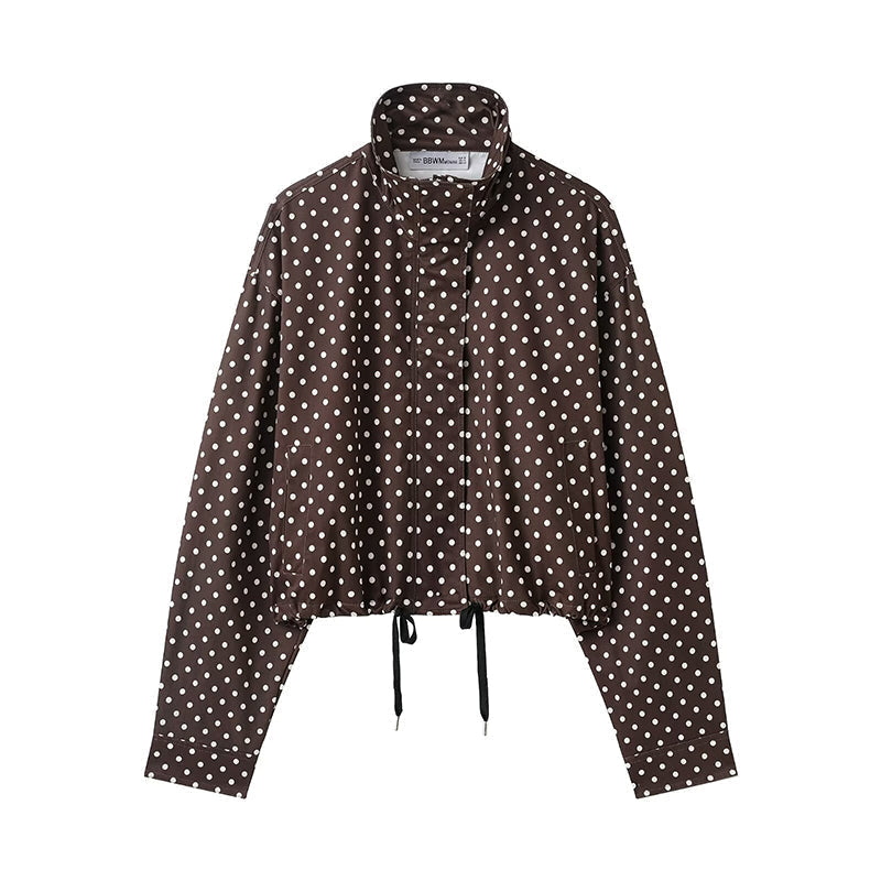 Damen-Polka-Dot-Cropped-Jacke mit Stehkragen📦Kostenloser Versand🔥