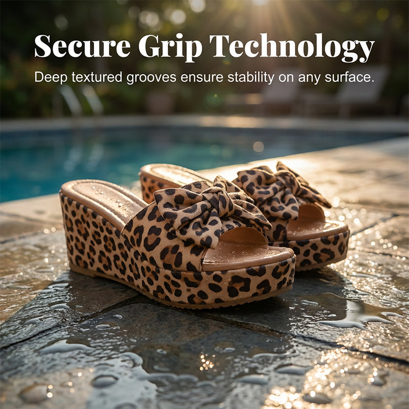 🐆👡 Damen-Plateausandalen mit Leopardenmuster und Schleife