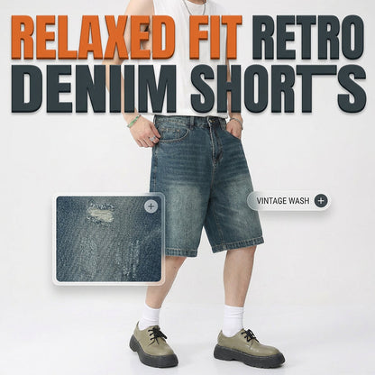 Vintage-Jeansshorts für Herren mit lockerer Passform