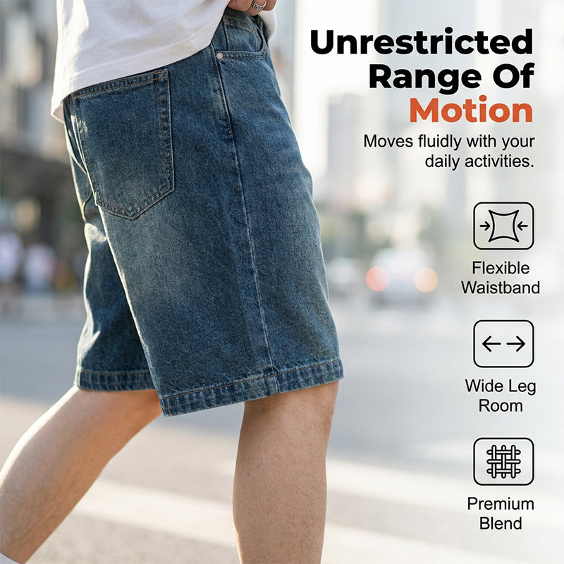 Vintage-Jeansshorts für Herren mit lockerer Passform