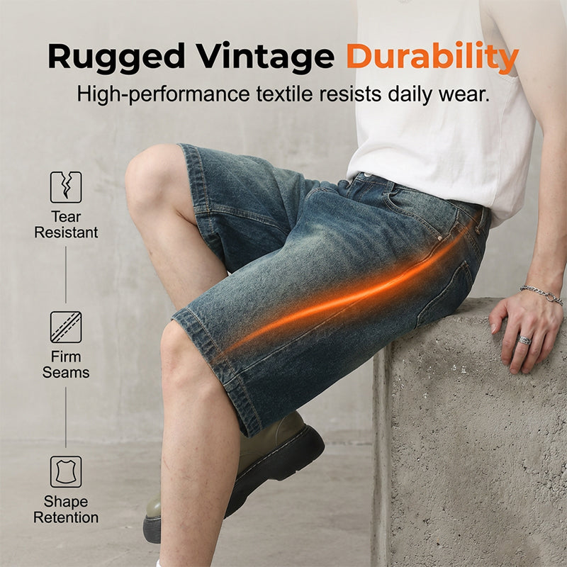 Vintage-Jeansshorts für Herren mit lockerer Passform