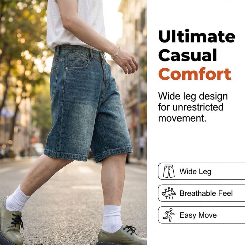 Vintage-Jeansshorts für Herren mit lockerer Passform
