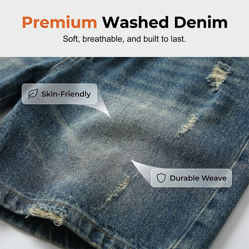 Vintage-Jeansshorts für Herren mit lockerer Passform