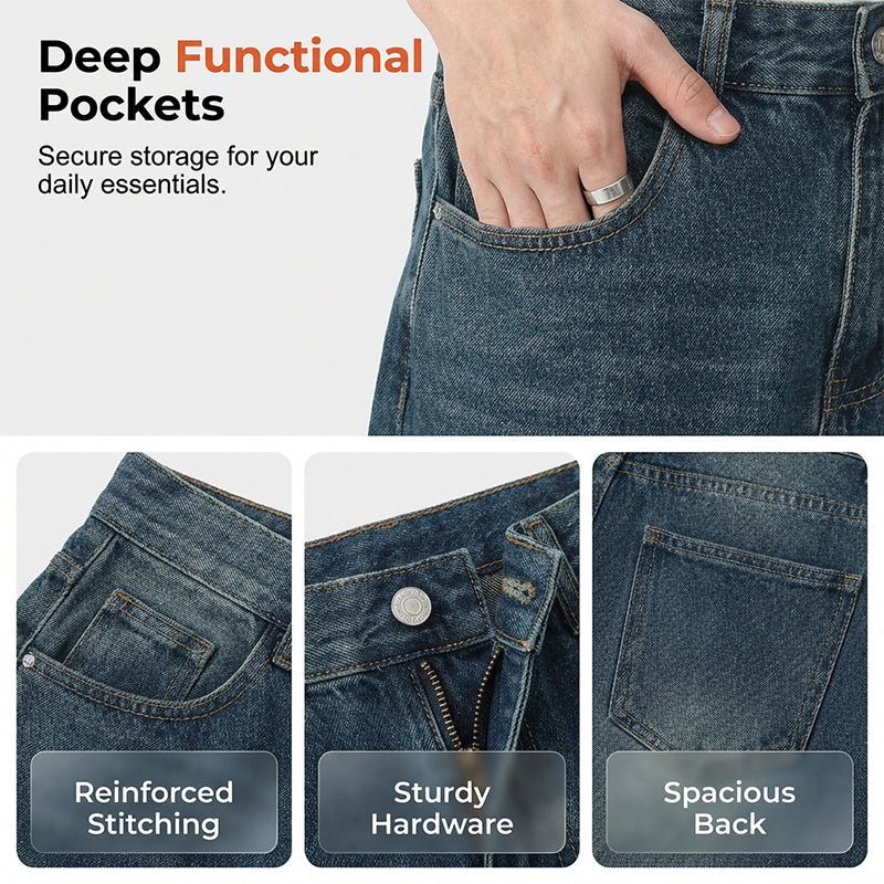 Vintage-Jeansshorts für Herren mit lockerer Passform