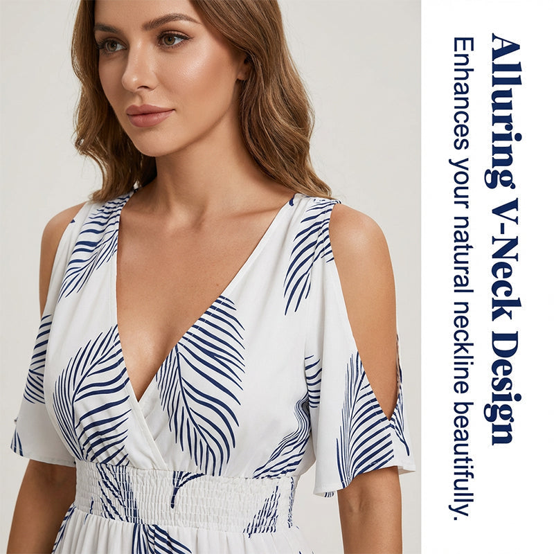 👗 50% RABATT! 🌴 Tropen-Print Kleid mit V-Ausschnitt & Gehschlitz – Leicht, luftig & perfekt für Strand, Urlaub oder heiße Tage – Ein sommerlicher Hingucker mit lässiger Eleganz ☀️✨