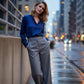 Damen Hochbund Weites Bein Cropped Hose