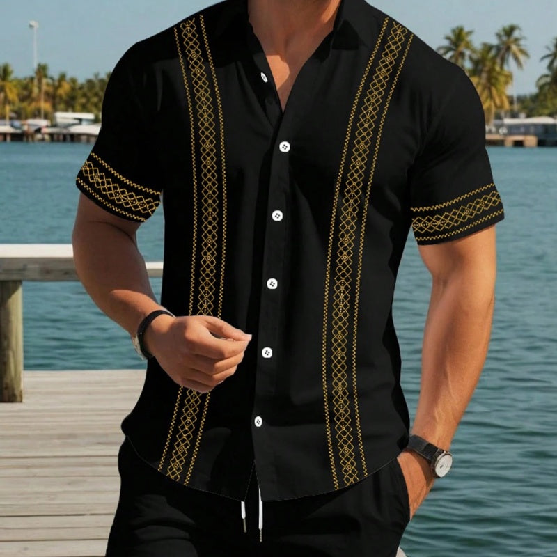 Herren-Set aus Kurzarmhemd und Shorts mit Blumenmuster