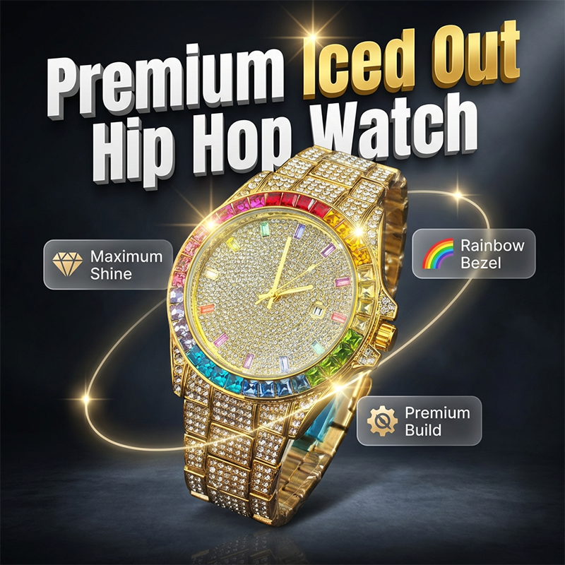 ⌚💎Vollbesetzte Diamant-Uhr – auffälliges Design – perfekt für Hip-Hop-Styles