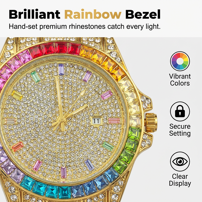 ⌚💎Vollbesetzte Diamant-Uhr – auffälliges Design – perfekt für Hip-Hop-Styles