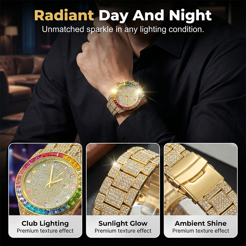⌚💎Vollbesetzte Diamant-Uhr – auffälliges Design – perfekt für Hip-Hop-Styles