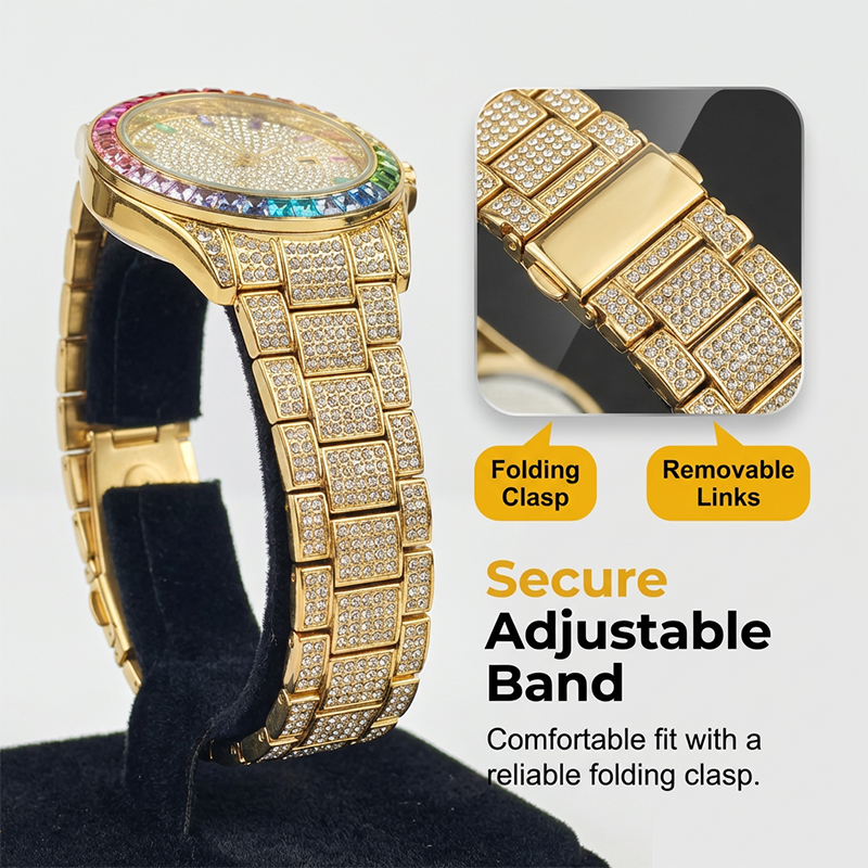 ⌚💎Vollbesetzte Diamant-Uhr – auffälliges Design – perfekt für Hip-Hop-Styles